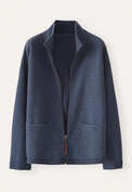 Rei&szlig;verschluss-Strickjacke, Dunkelblau, webstill