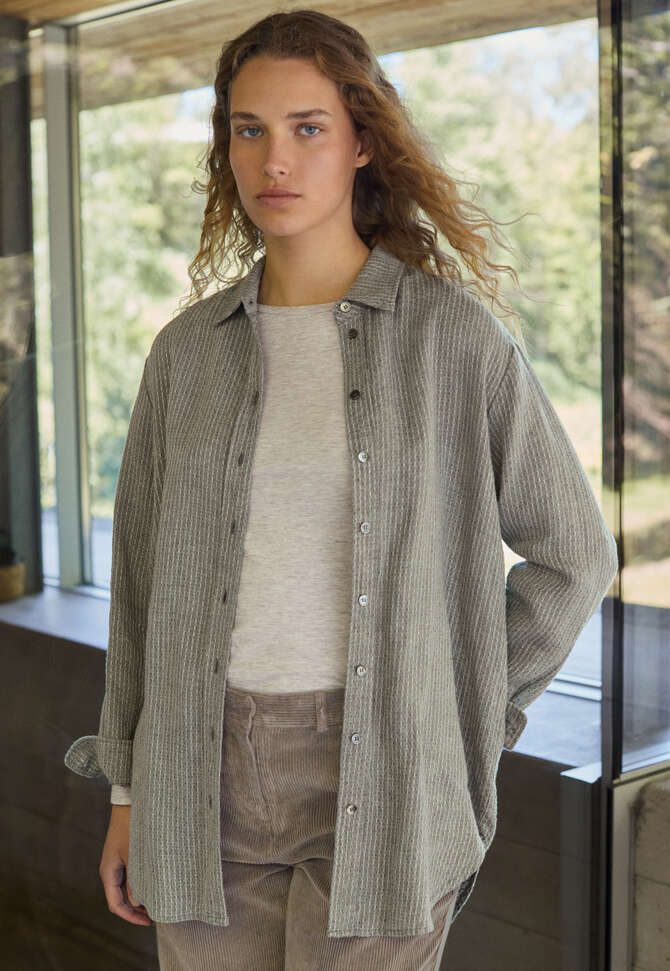 Overshirt aus strukturiertem Gewebe, Dunkles Lorbeergr&uuml;n, completeTheLook