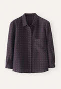 Bluse mit eingewebtem Kreuzmuster, Dunkle Pflaume, webstill