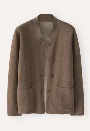 Doppelt gestrickte Jacke, Taupebraun, webstill