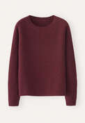 Gerippter Pullover mit Rundhalsausschnitt, Cranberry, webstill