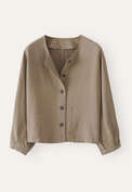Jacke mit Dolman-&Auml;rmeln, Taupe-Braun, webstill