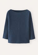 Pullover mit U-Boot-Ausschnitt, Petrolblau, webstill