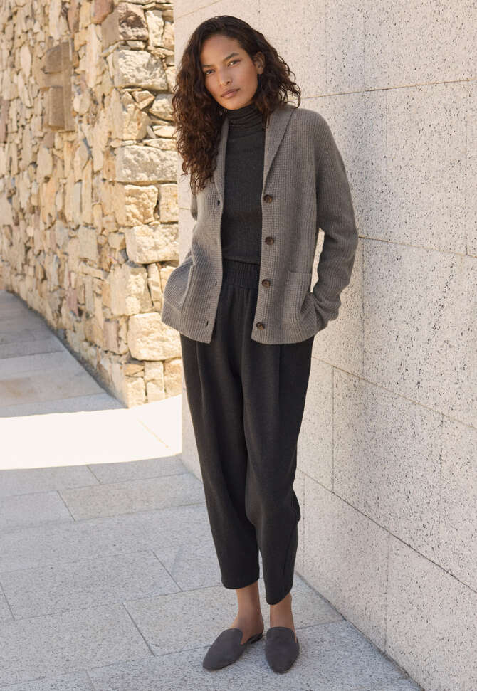 Cardigan mit Schalkragen, Dunkler Nebel, completeTheLook