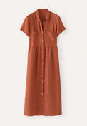 Kleid mit geraffter Taille, Chiliorange, webstill