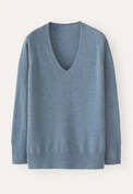 Pullover mit V-Ausschnitt, Gefrostetes Petrol, webstill