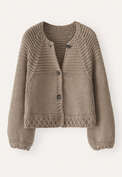 Handgestrickter Cardigan, Taupe, webstill