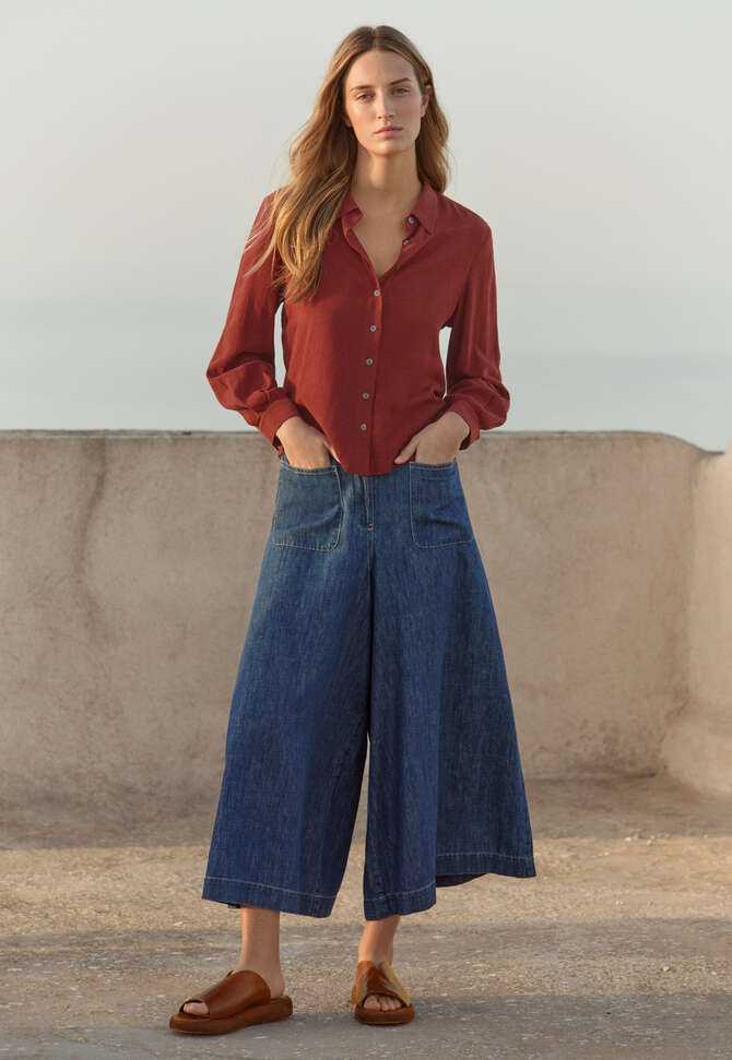 Bluse mit geschwungenen &Auml;rmeln, Granat, completeTheLook