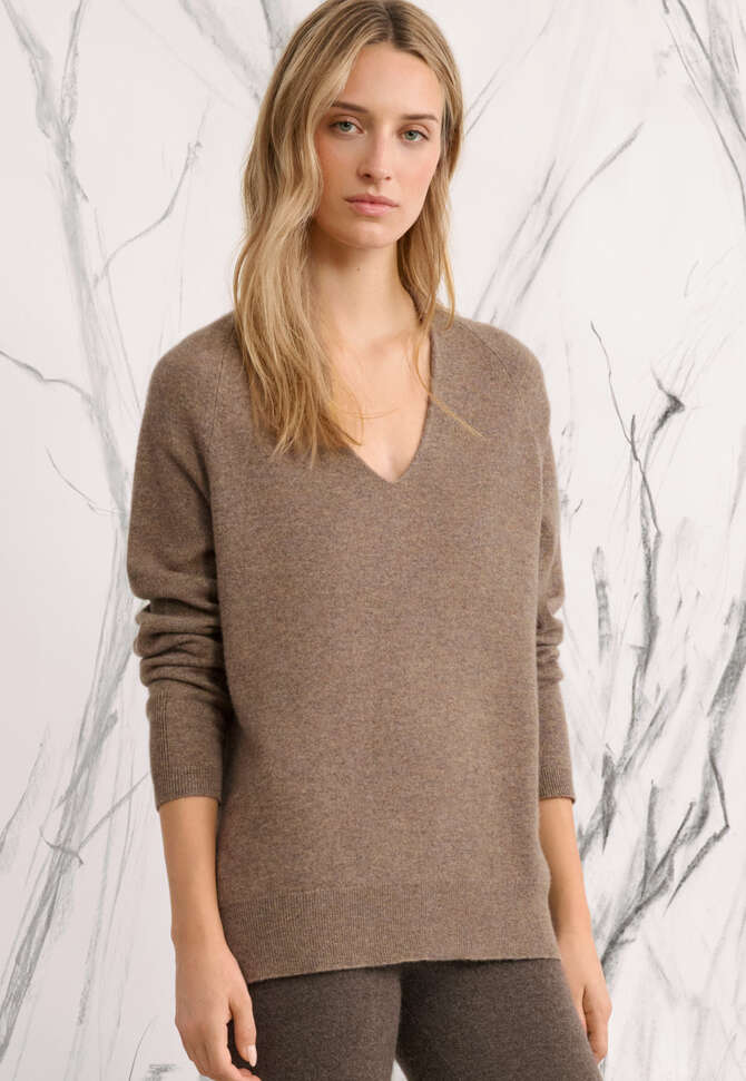 Pullover mit V-Ausschnitt, Latte, completeTheLook