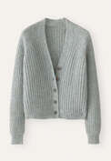 Cardigan mit V-Ausschnitt, Frostiges Blau, webstill