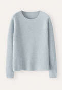 Gerippter Pullover mit Rundhalsausschnitt, Eisblau, webstill