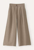 Weite, k&uuml;rzere Hose, Taupe-Braun, webstill