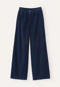 Cordhose mit Abn&auml;hern am Saum, Dunkles Petrol, webstill
