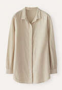 Bluse mit geschwungenem Saum, Natur/Flechte, webstill