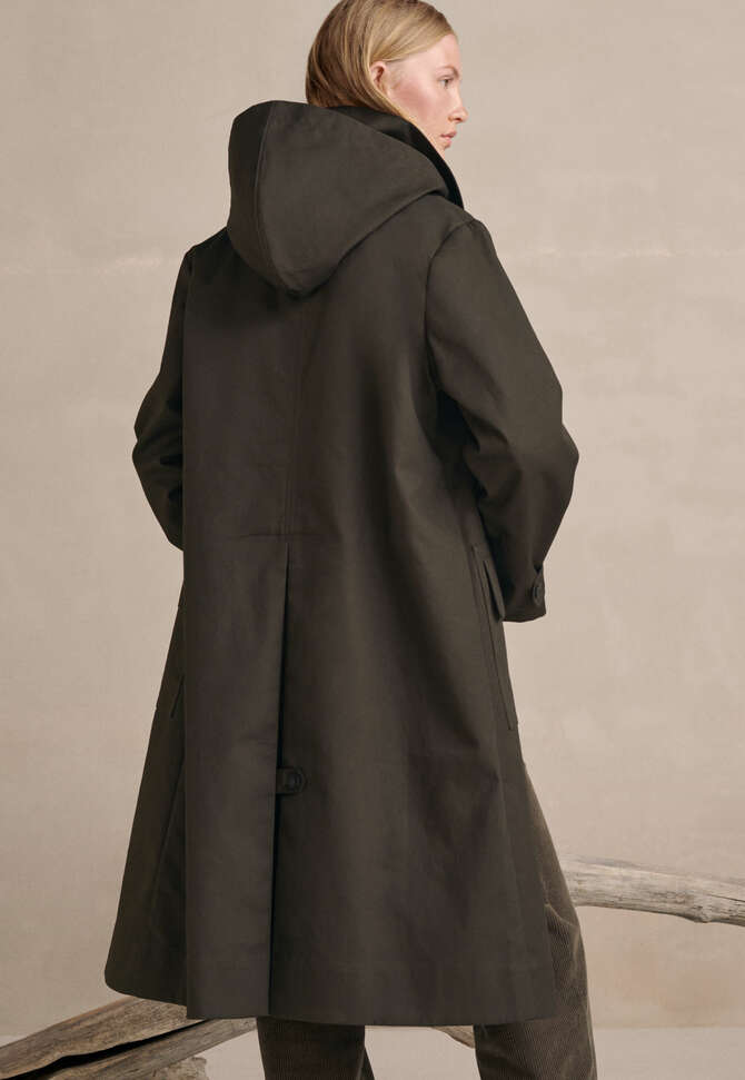 Trenchcoat mit Kapuze, Tannengr&uuml;n, completeTheLook
