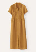 Kleid mit geraffter Taille, Honigocker, webstill