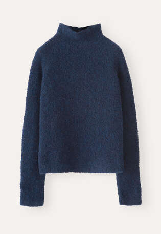 Pullover mit Trichterkragen, Dunkles Petrol, webstill